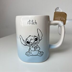 Rae Dunn Lilo & Stitch Blue and White Ceramic Gradient Ombré Disney Mug
